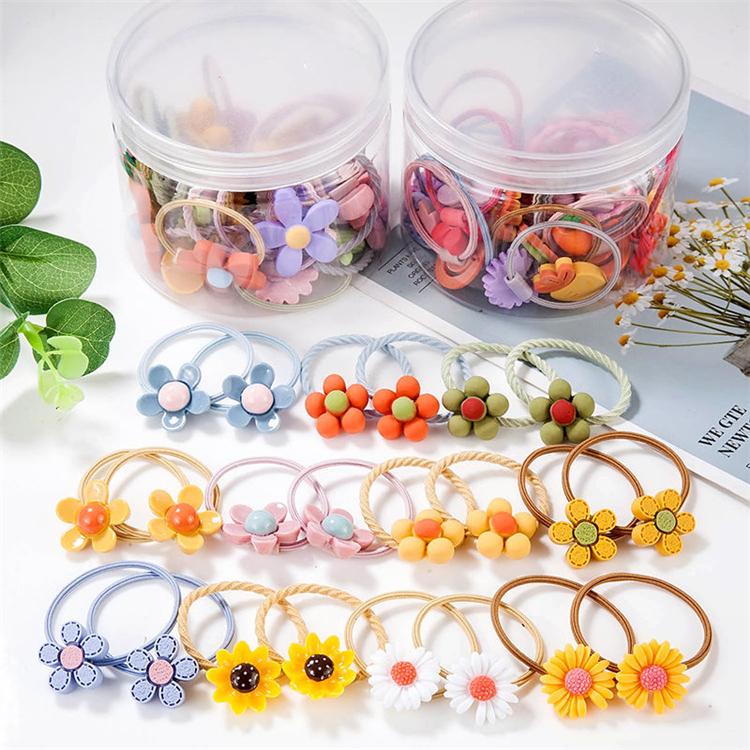 20 Stück pro Dose Ananasfrucht Niedliche Bonbonfarben Cartoon Elastisches Haarband für Kinder