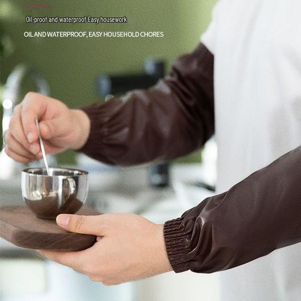 Thick Wear-Resistant Waterproof PU Leather Arm Sleeves for Adults - Oil-Proof Dishwashing and Kitchen Cuffs, Plus Size Available.
