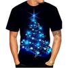 Weihnachten Neujahr 3D Gedrucktes T-Shirt für Herren Lustiges Weihnachtsbaum Muster T-Shirts Lässige Lockere Rundhals Kurzarm T-Shirts Oberteil