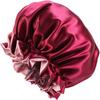 Solid Color Silky Satin Bonnet Cap,Bonnets for Women,Silky Bonnet for Curly Hair,Women Hair Wrap for Sleeping,Double Layers Wine Red