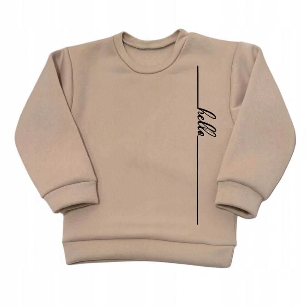 Children' Warm Tracksuit Set 116 Two-Piece With Print Beige