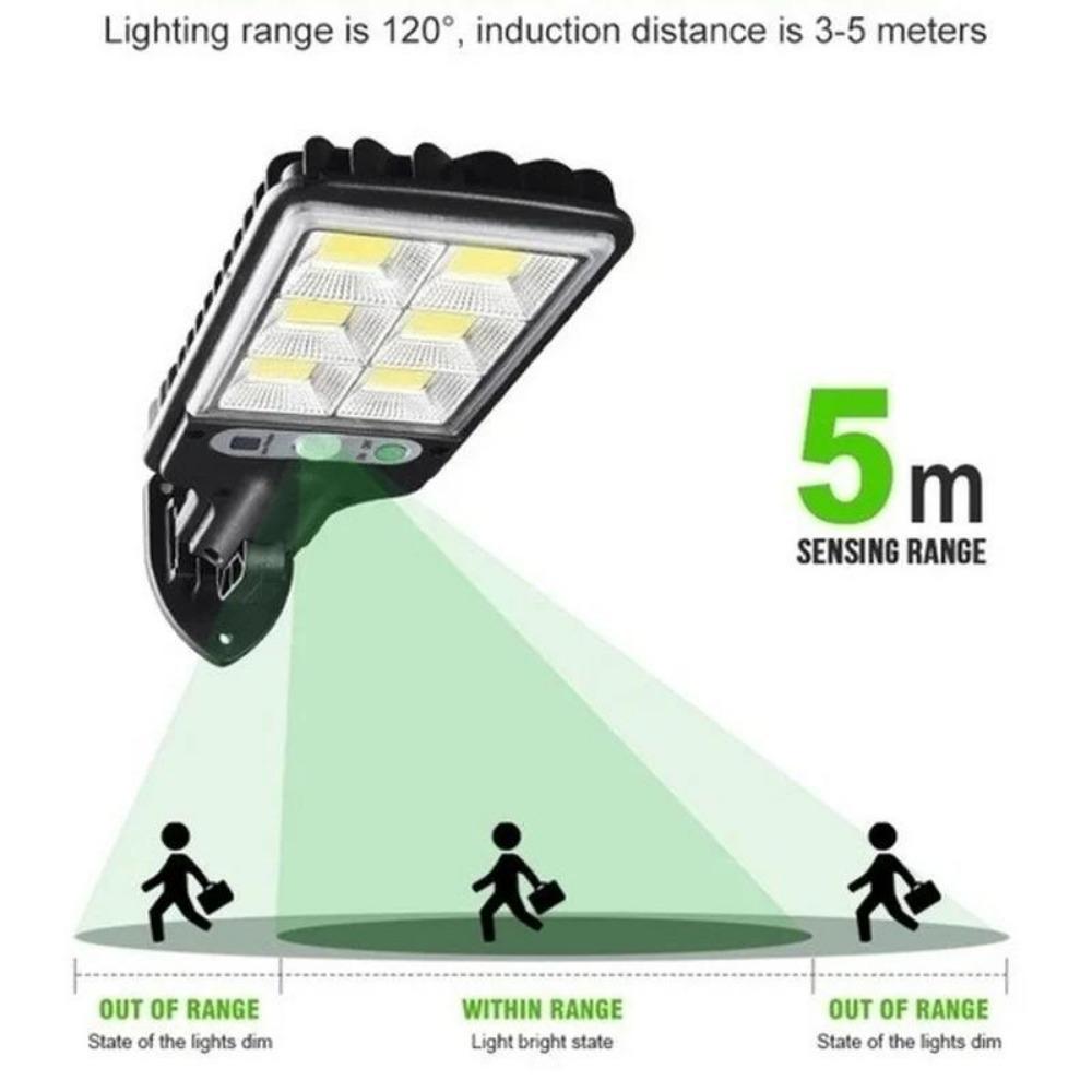 Applique murale solaire avec capteur de mouvement COB, imperméable, éclairage d'extérieur, idéal pour un jardin, une cour ou une route