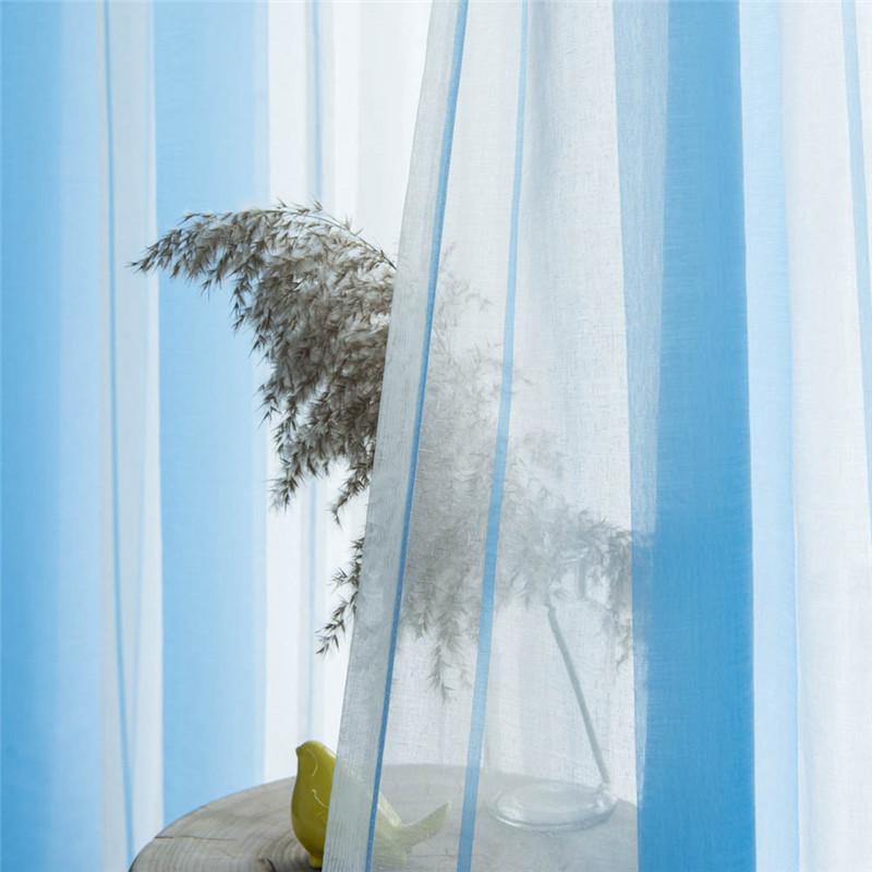 Stripe Voile Sheer Curtains for Bedroom Living Room Home Decortive Tulle Curtains