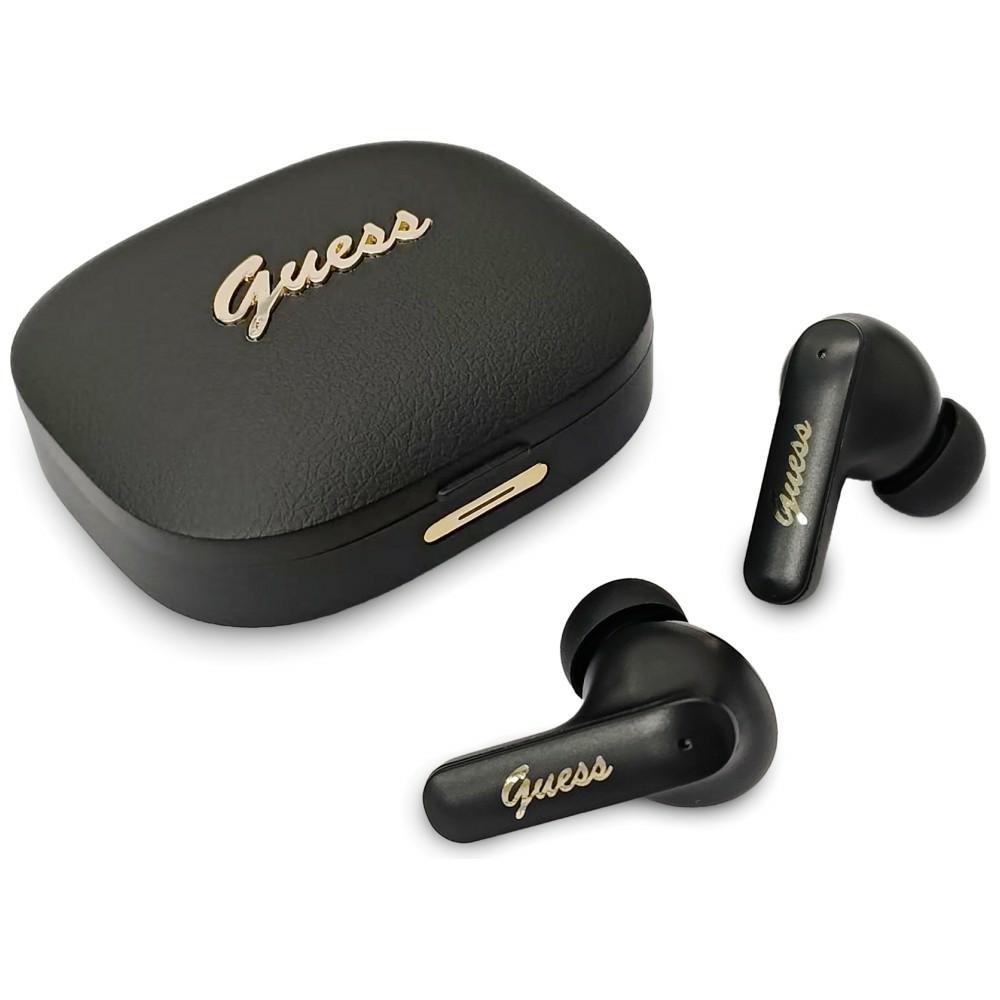 TWS Guess Script Metal Logo Headphones Black