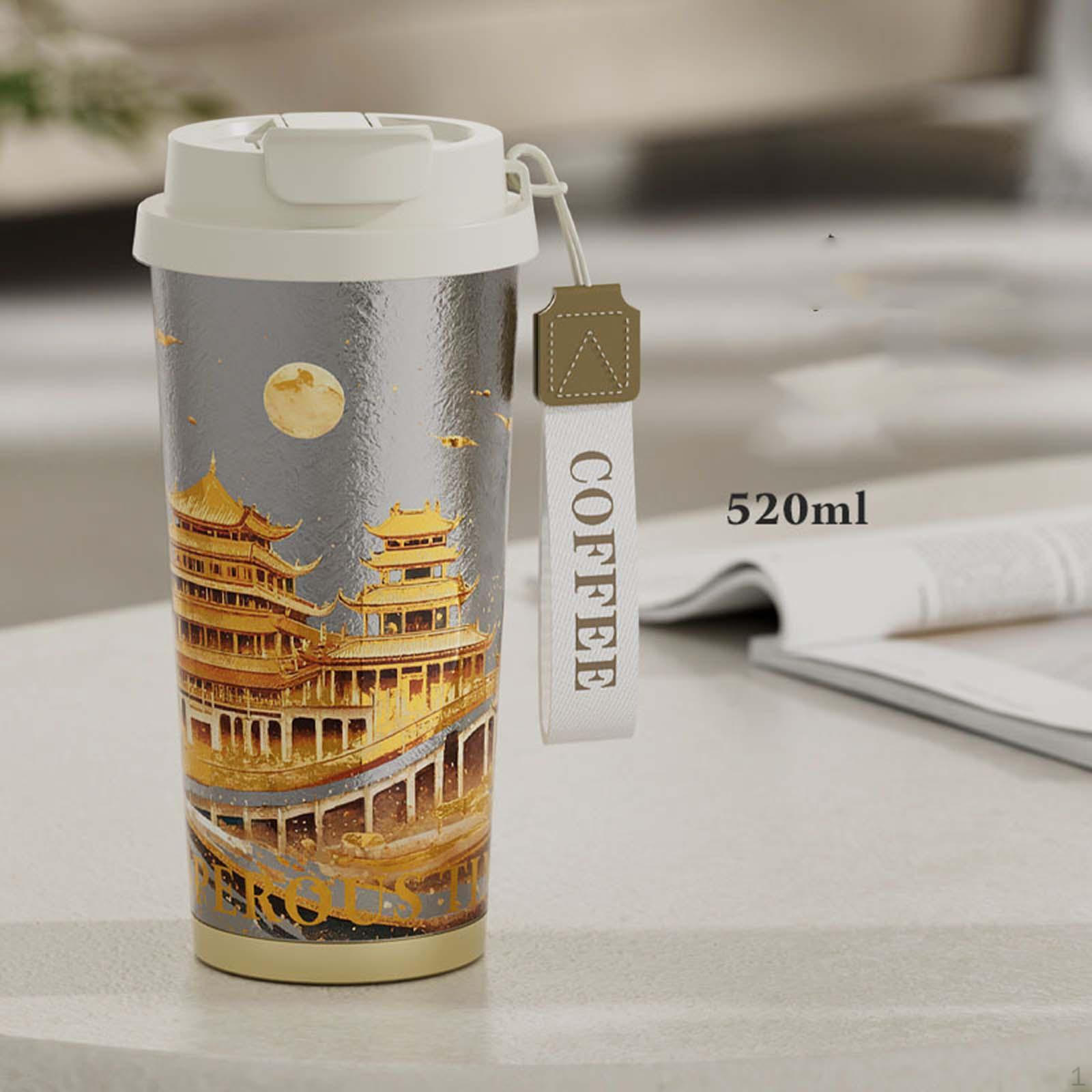 

Titanium Water Bottle 520ml Capacity Drinking Cup with Lanyard Travel Coffee Mug Insulated Tumbler Tower
