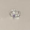 Purple Crystal Irregular Heart Ring for Women Korean Fashion Luxury Zircon Open Adjustable Y2K Style Exquisite Jewelry Accessory