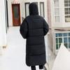 Long Puffer Jacket for Women Thicken Warm Quilted Hooded Coat Zip Up Full Length Down Coat Winter Outerwear