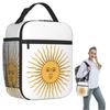 Sun Of May Flag Of Argentina Insulated Lunch Bag for Women Kids Portable Food Boxes Thermal Lunch Box Tote