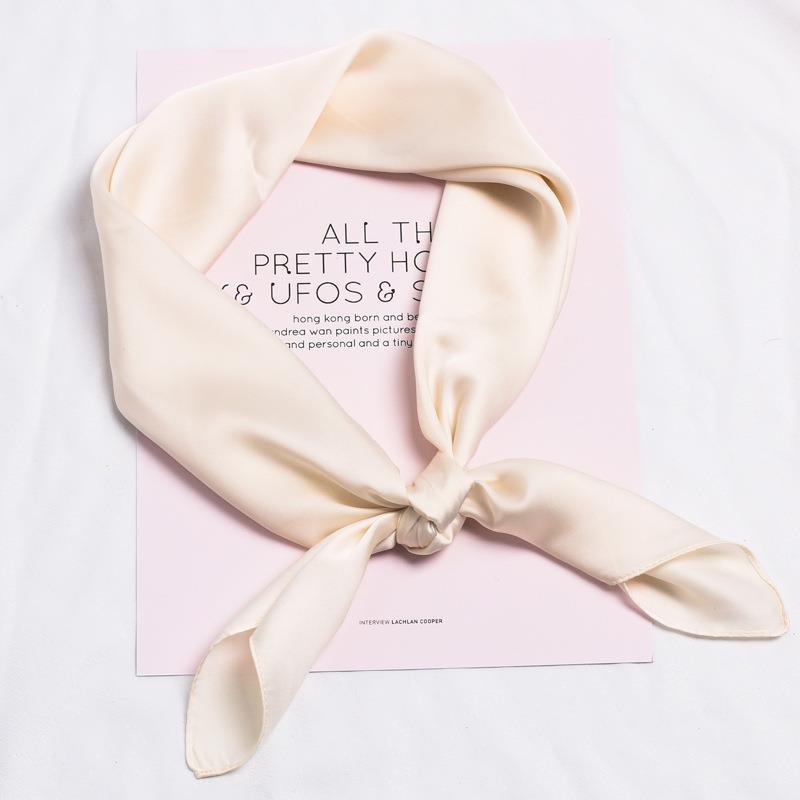 Simulated Silk Scarf Women'S 70 Square Scarf Solid Color Versatile Flight Attendant Professional Scarf Trendy High-End Sunscreen Headscarf