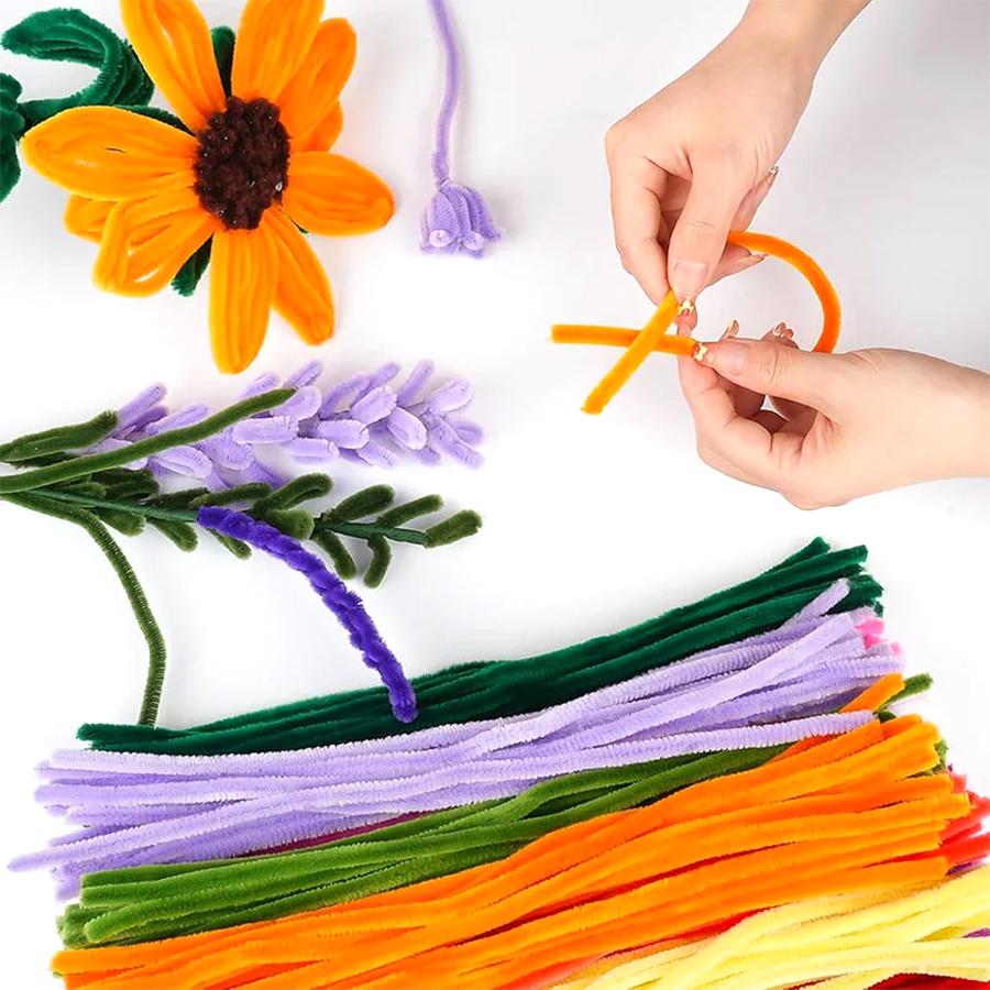150/450pcs Chenille Stems Craft Pipe Cleaners Indoor Decor Handicraft DIY Furry Strip Party Festival Birthday Gift XJM