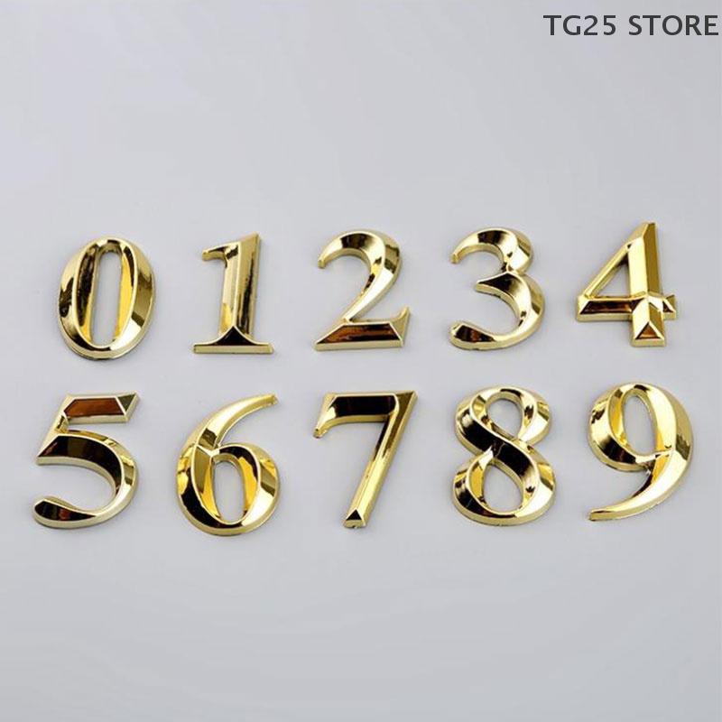 1Pcs 5cm Golden Sticker Height Home Address Door Label Gold Modern House Number