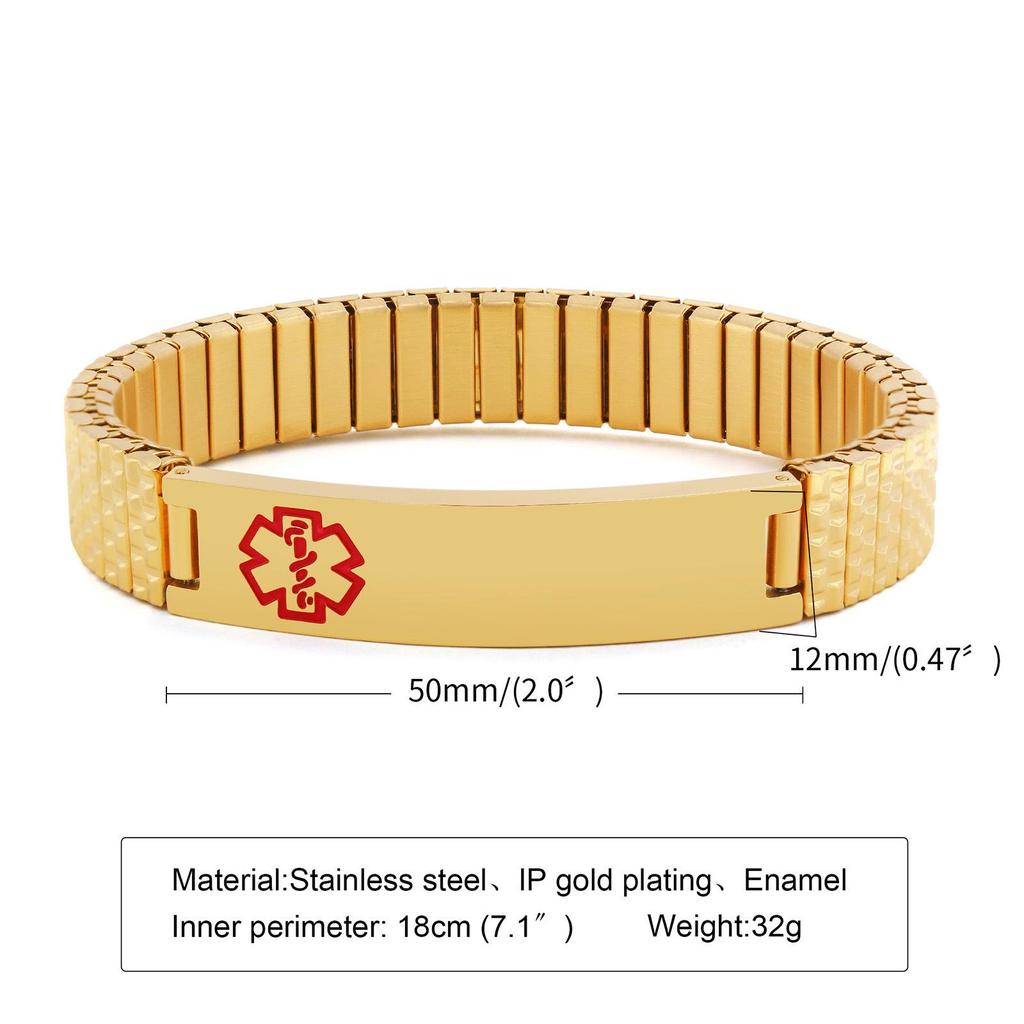 12mm Stainless Steel Elastic Medical Logo Bracelet BR-263 - Korean Fashion