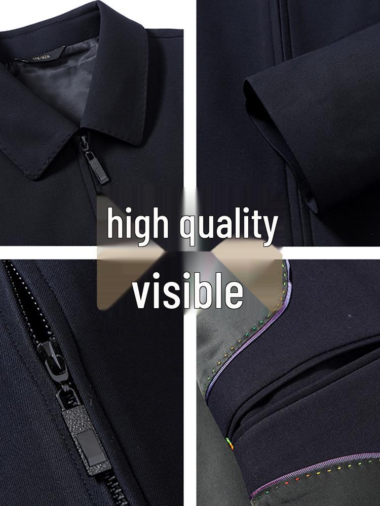 Premium Plus Size Men's Business Casual Jacket for Spring and Autumn - Solid Color Lapel Design