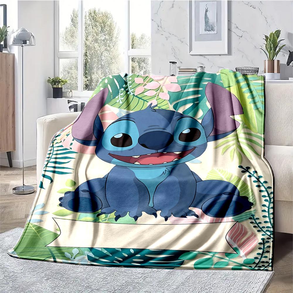 Stitch Theme Printed Blanket - Perfect for Couch, Bed, Travel & Outdoor Use | Machine Washable, Cozy & Durable.