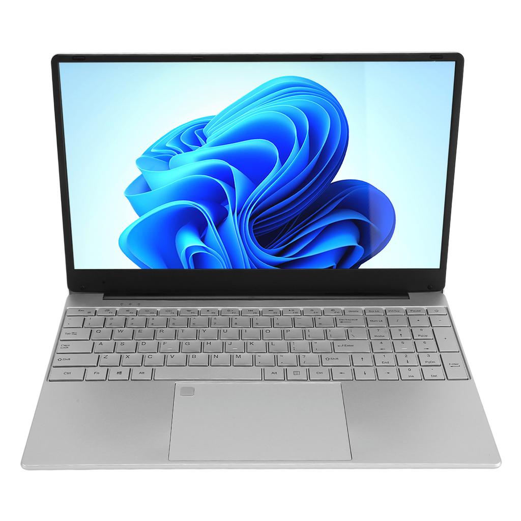 15.6in Laptop for Win 11 1920x1080 2.4GHz 5GHz WiFi Fingerprint Unlock HD Laptop Silver