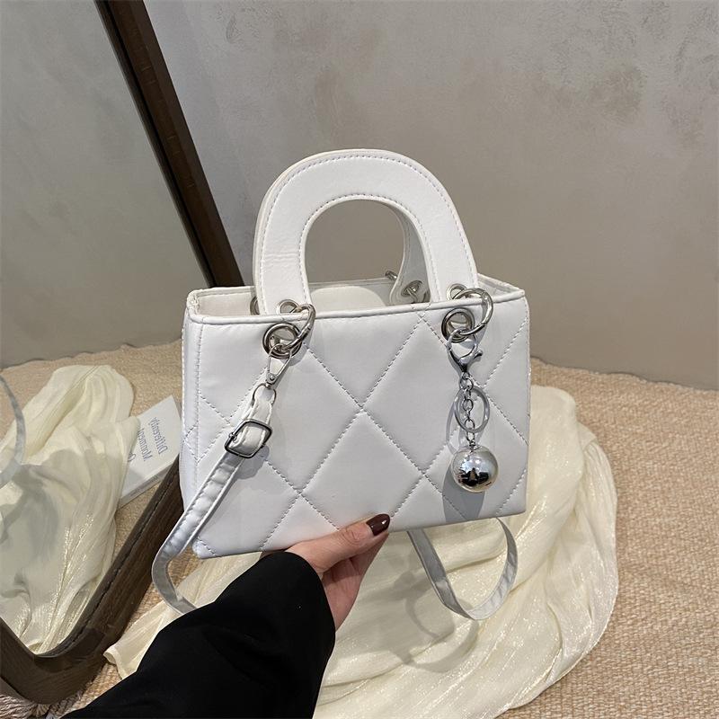 Trendy 2025 Argyle Embroidered Korean-Style Large Capacity Crossbody Handheld Bag