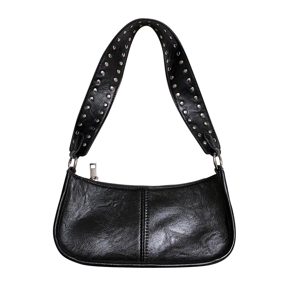 Vintage PU Leather Bag For Women Shoulder Bag Zipper Underarm Bag With Adjustable Strap Y2k Hobo Crossbody Sling Stylish Purse