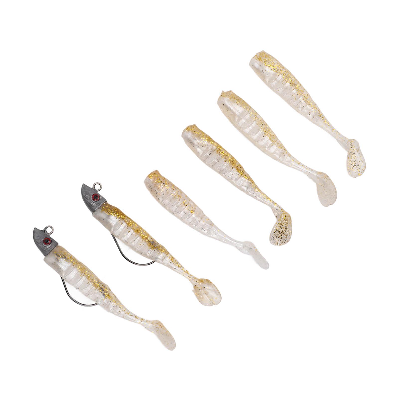 

2 Sets Silicone Artificial Fishing Bait with 3D Eyes Soft Fishing Bait for Saltwater FreshwaterGold золотий