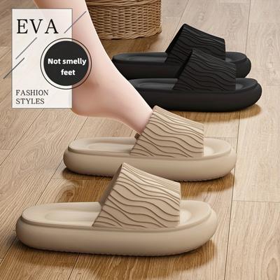 Thick Bottom EVA Slippers, Casual Open-toe Set Wear Sandals, Soft and Comfortable, Non-slip Wear-resistant, Medium Heel, Four Seasons, Couples