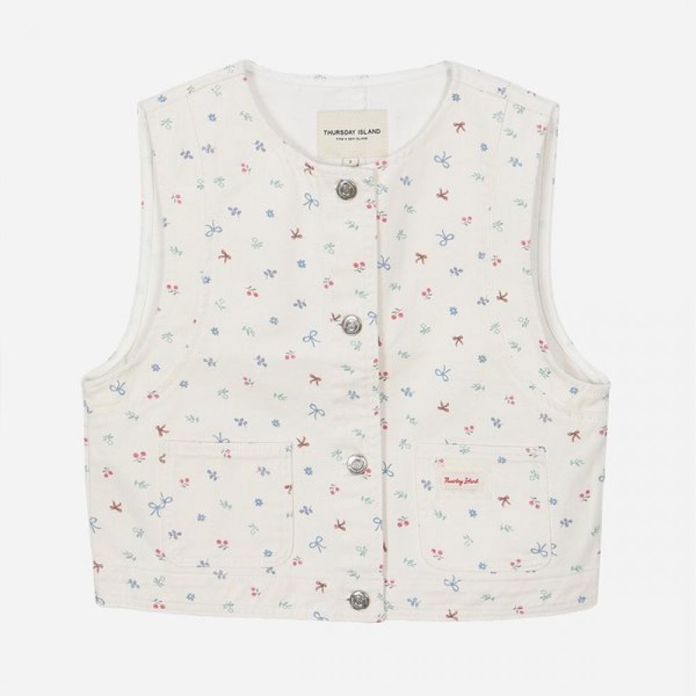 ThurSday ISland Women S Flower Print Denim veSt T264mvt272w