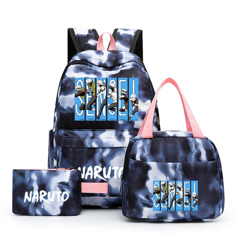 3-teiliger Schulrucksack für Mädchen Y2K mit Lunch-Taschen, Studenten-Taschen-Set, Kinder-Stifttasche, zurück zur Schule, Anime-Leinwand-Rucksack