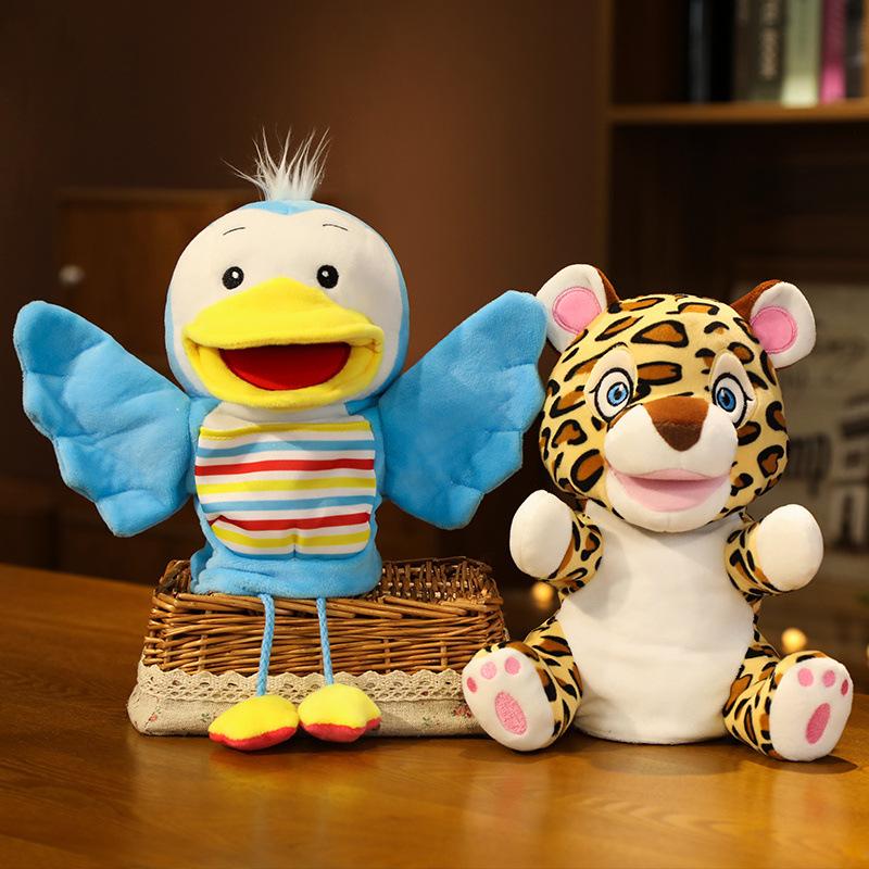 Cartoon Animal Bear Leopard Hand Puppet Plush Toy Big Mouth Duck Flying Dragon Doll Parent-Child Interactive Game Rag Doll