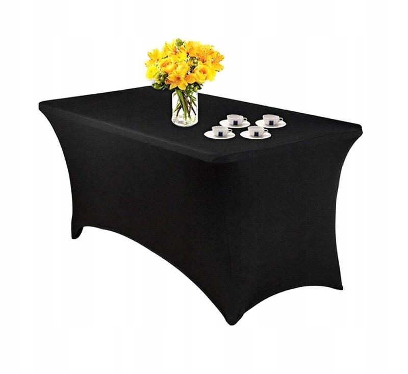 POKROWIEC OBRUS NA STÓŁ CATERINGOWY BANKIETOWY CZARNY 180x76cm ELASTYCZNY [25B]
