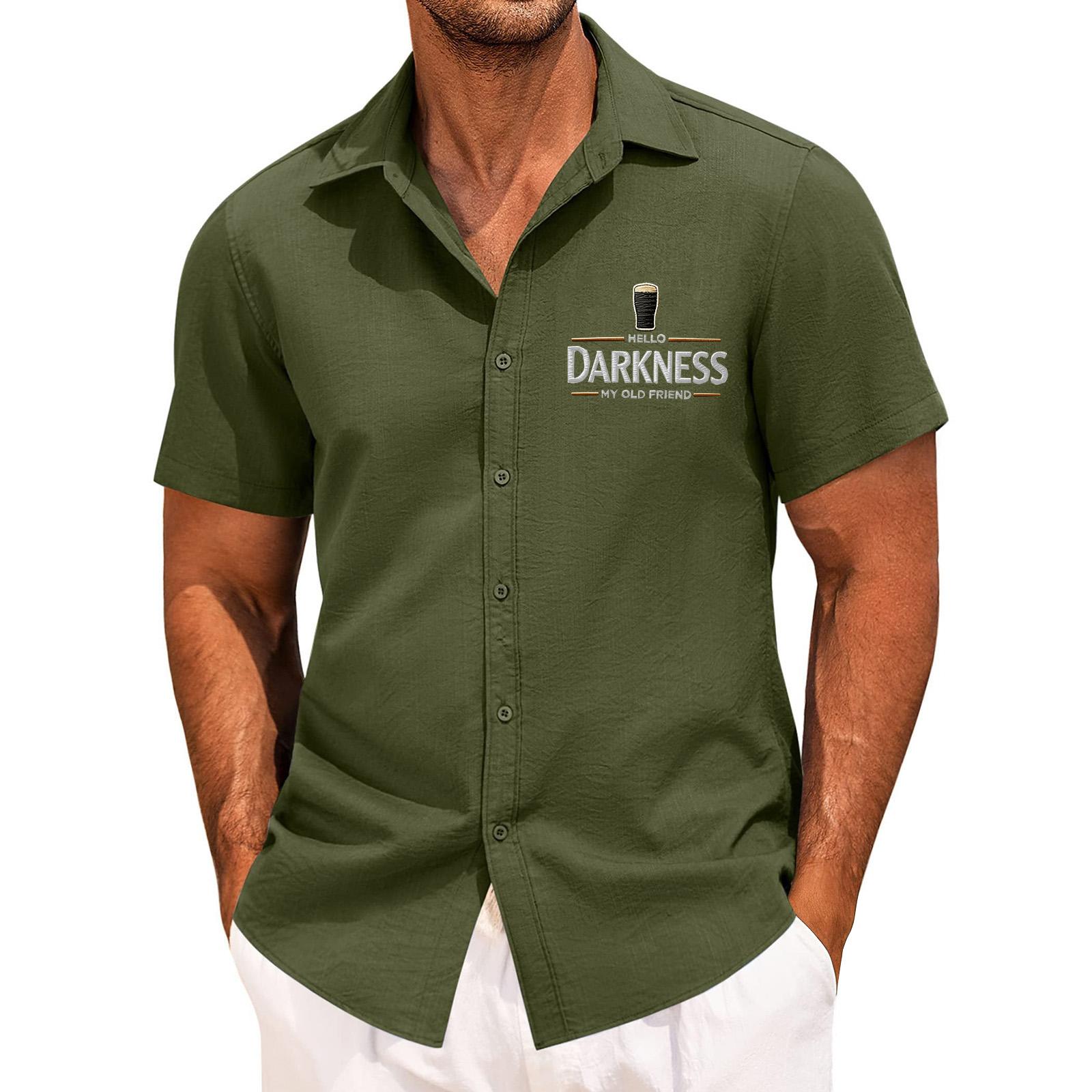 Men s Print Loose Button-Down Collar Short-Sleeved Shirt Men s Casual Fashion Short-Sleeve Shirt L