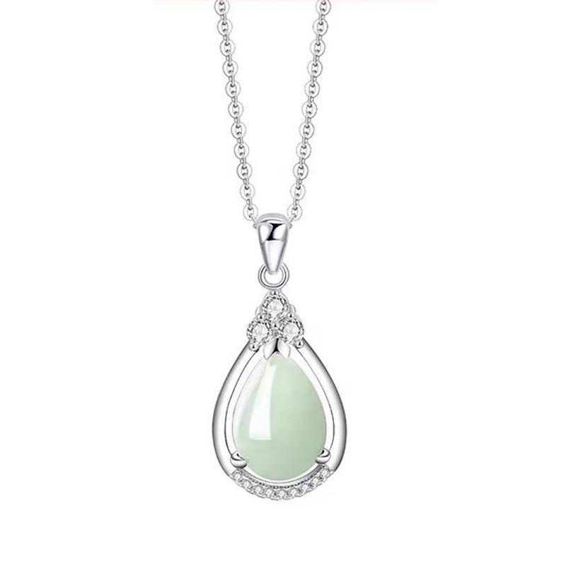 

Kindness Drop: 925 Sterling Silver Necklace with Hetian Jade Pendant – Luxurious Mother s Day Gift 925 Silver