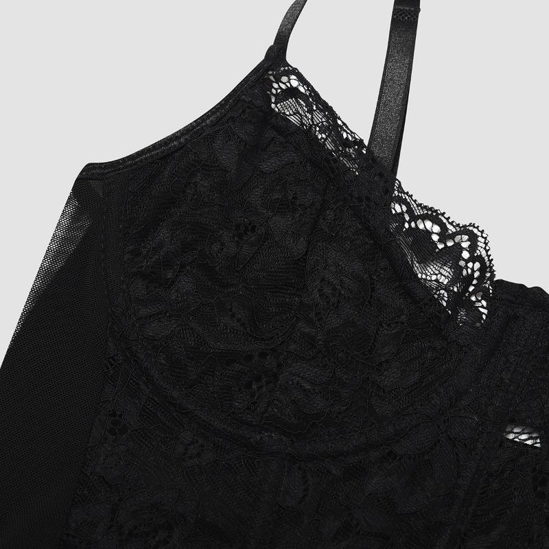 Red Lace Corset Top Spaghetti Strap Sweetheart Bustier Crop Top