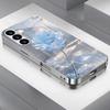 Crystal Flower Silver Plated Glass Phone Case Suitable for Samsung Galaxy S26 S25 S24 S22 S21 S20FE/Ultra/Plus Scratch Resistant