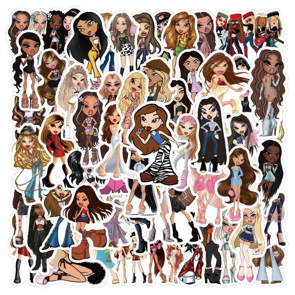 Cartoon Bratz Stickers - 55-110 Waterproof Sheets for Journals, Water Bottles, Laptops
