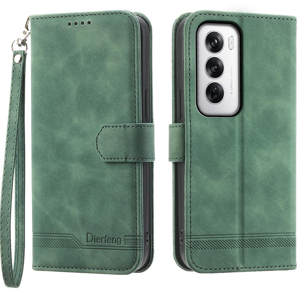 DIERFENG DF-03 Für Oppo Reno12 5G (Global) Stoßfestes Etui Leder Brieftasche Handyhülle