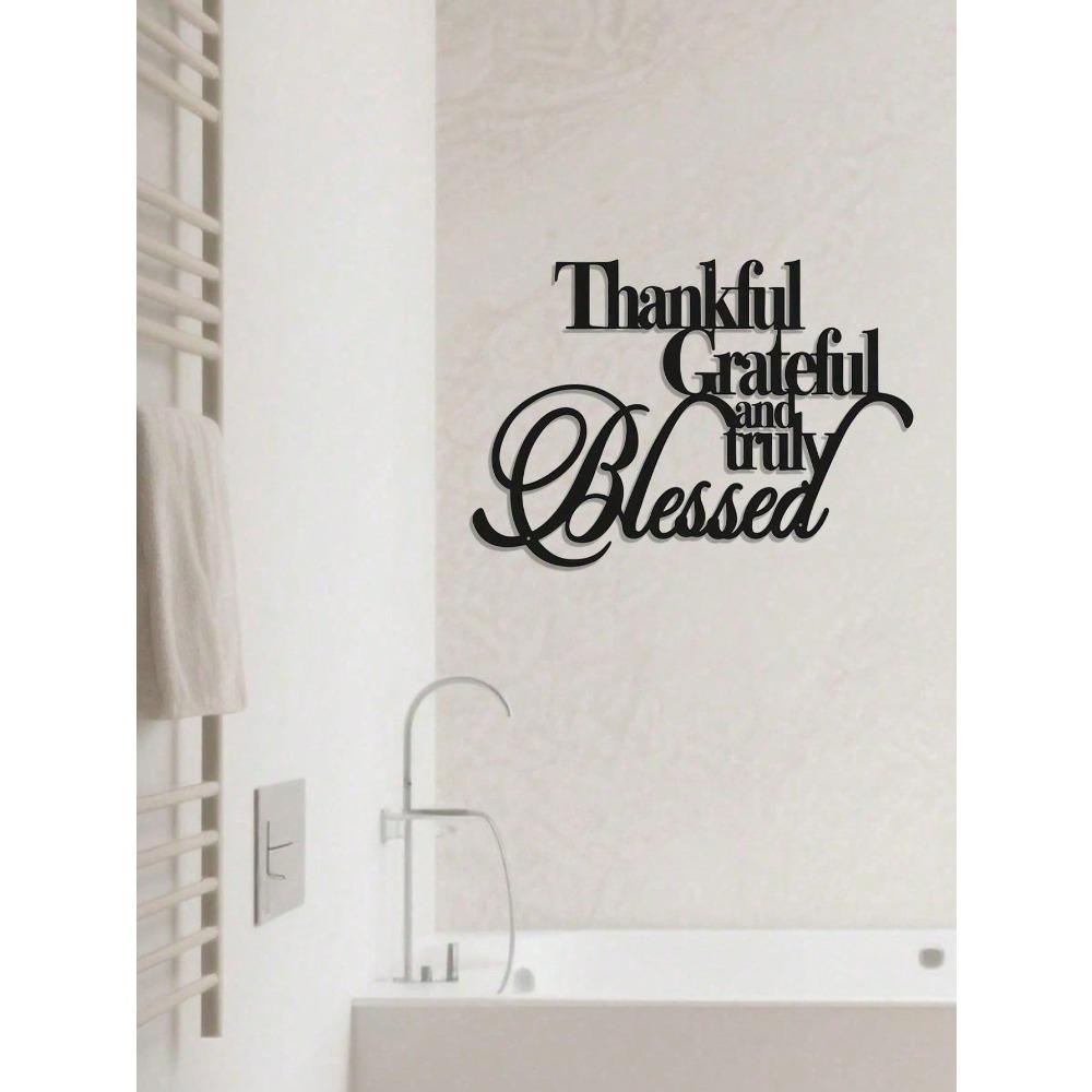 "Thankful Grateful Blessed" Metal Wall Art, Farmhouse Home Decor for Living Room, Rustic Housewarming Gift, Aesthetic Halloween Decoration