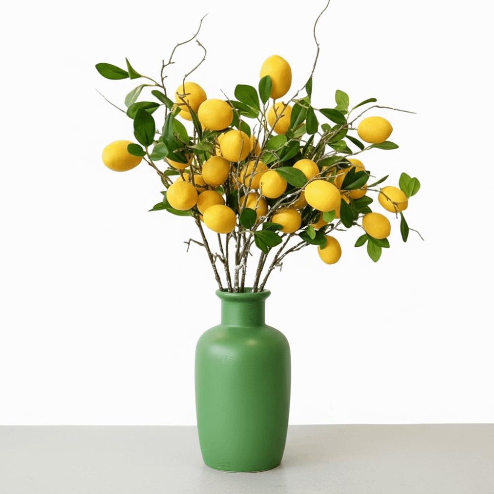 Green Leaves Artificial Lemon Branch Faux Lemon Fake Plants Simulation Fruit Tree  Home Garden