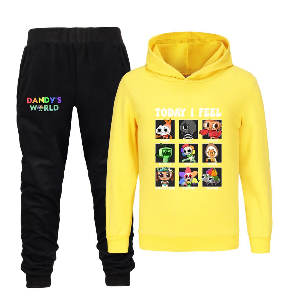5405 Fashion Casual Kids Boys Girls Dandy World Printed Long Sleeves Hoodies Trousers Clothes Set