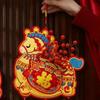 Flocking Chinese Lucky Character Pendants Traditional Handmade Red Horse Hanging Ornament with Tassels Blessing