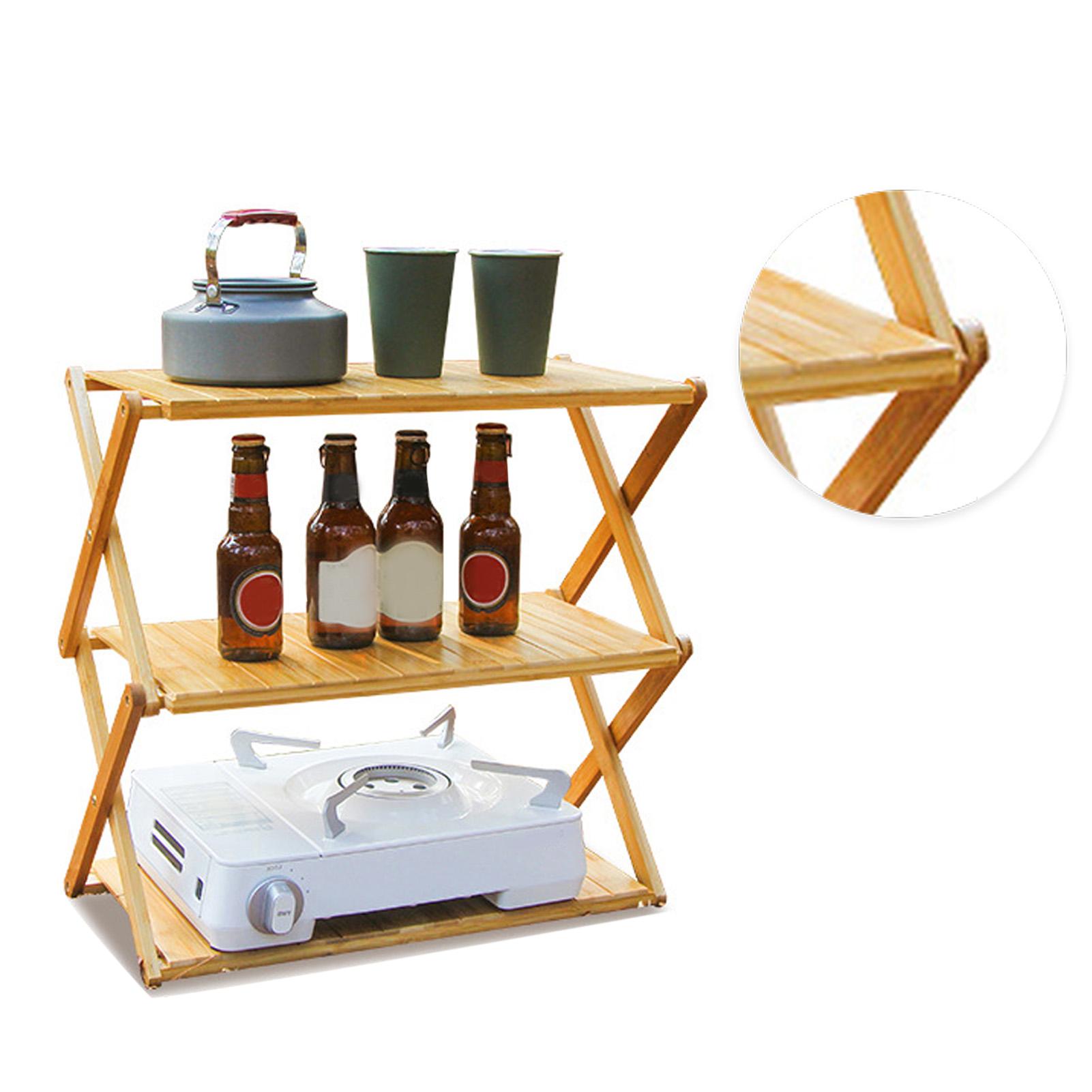 

Складная деревянная стойка бамбуковая портативная прочная несущая способность складная деревянная полка для пикника на открытом воздухе