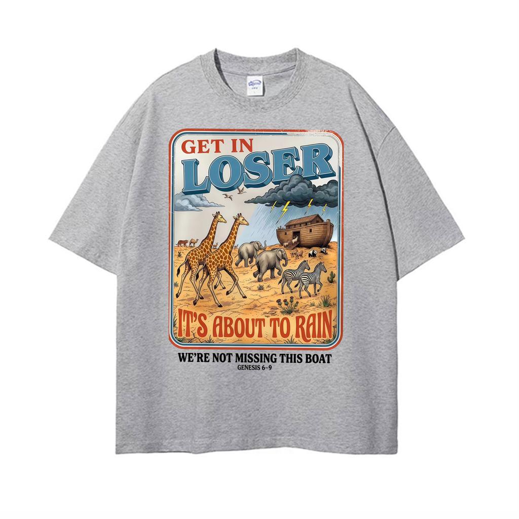 Funny Christian Get in Loser Jesus Print T Shirts Unisex Women Casual 100 Cotton Short Sleeve Tshirts Fashion Oversized Tee Shirt