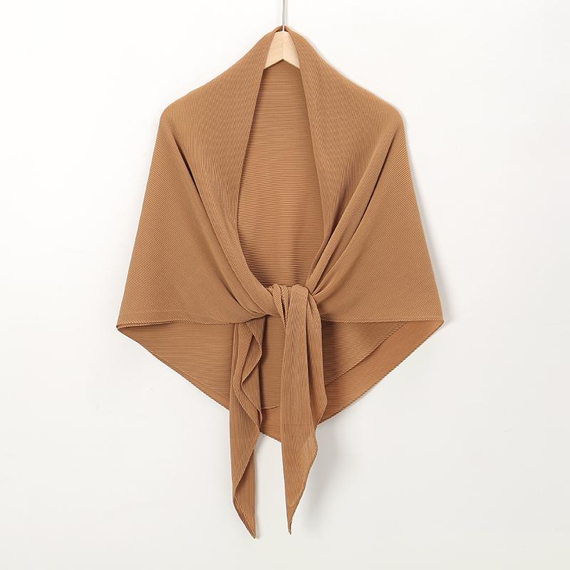 Plain 110Cm Big Size Wrinkle Square Bubble Chiffon Instant Hijab Shawls Ramadan Solid Beach Scarves and Wraps Headband Muslim