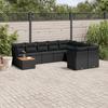 VidaXL Garden Lounge Set 10 Pcs with Cushions Black Wicker 3223822