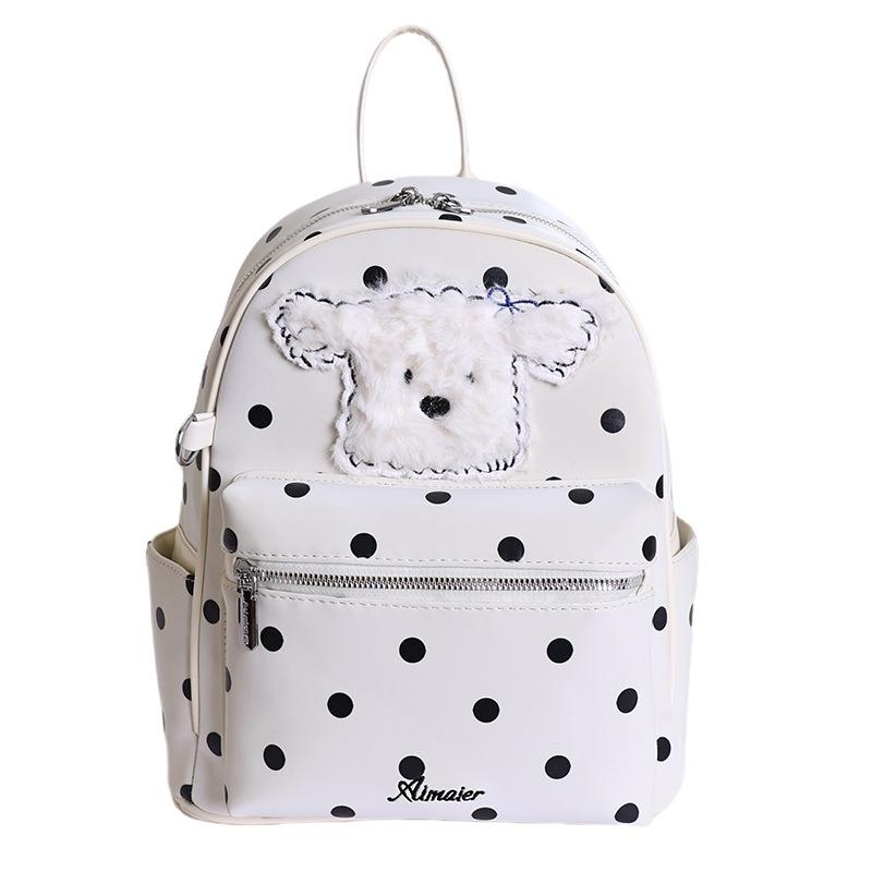 Schoolbag cute commuter backpack bag for women 1011 summer new large-capacity junior high school students student polka dot puppy schoolbag