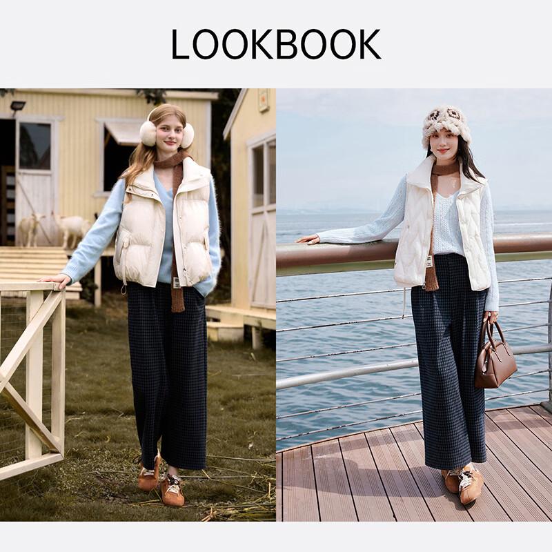 Xiangying Women's Plaid Wide-Leg Casual Pants