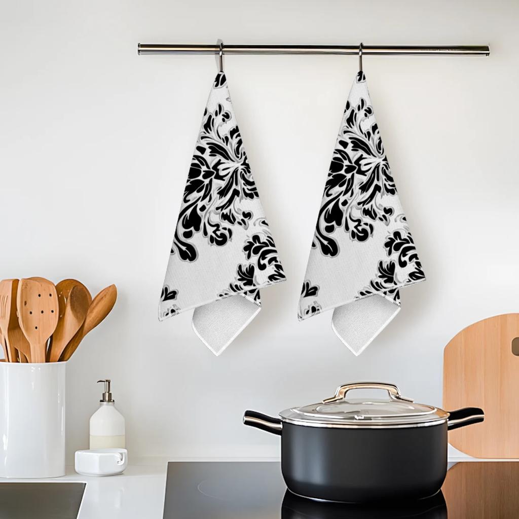 2pcs/set Kitchen Towels Black white ethnic style bohemian styleHand Towels Christmas Decorations for Home Noel Dish Towels Gifts
