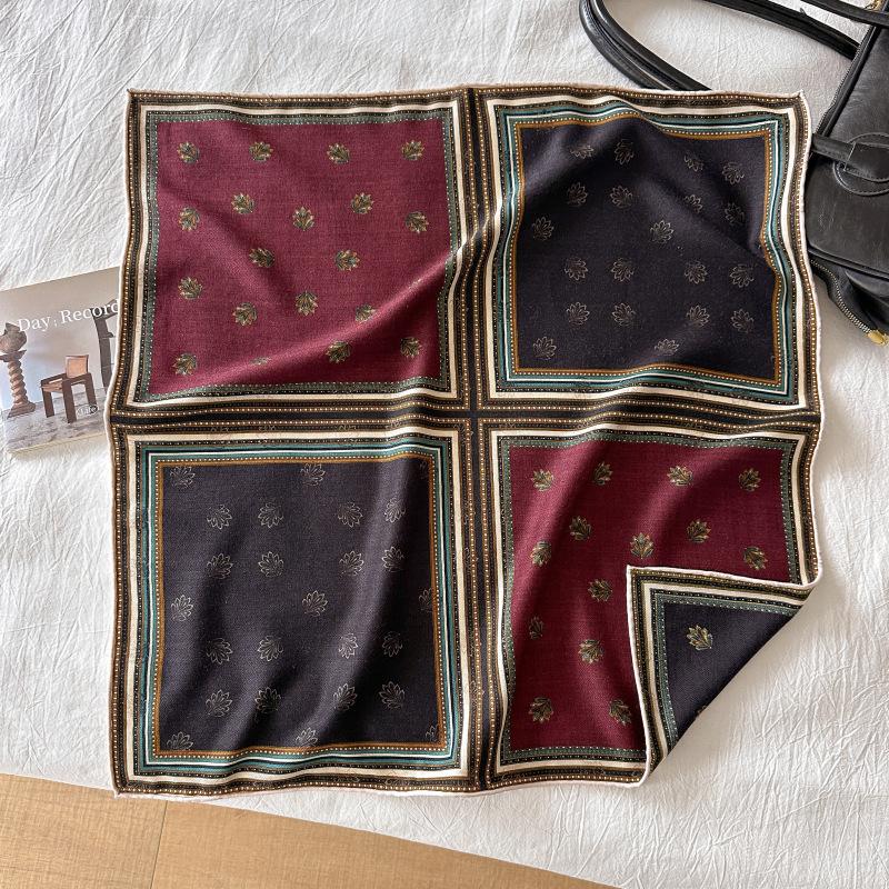 Spring, autumn and winter new high-end silk scarf women's fashion temperament printed shawl double-sided silk scarf