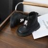 Spring Autumn Kid's Boot Cute Cartoon Bear Black Boots for Girl Fashion Non-slip Versatile Children Causal School Ankle Boots