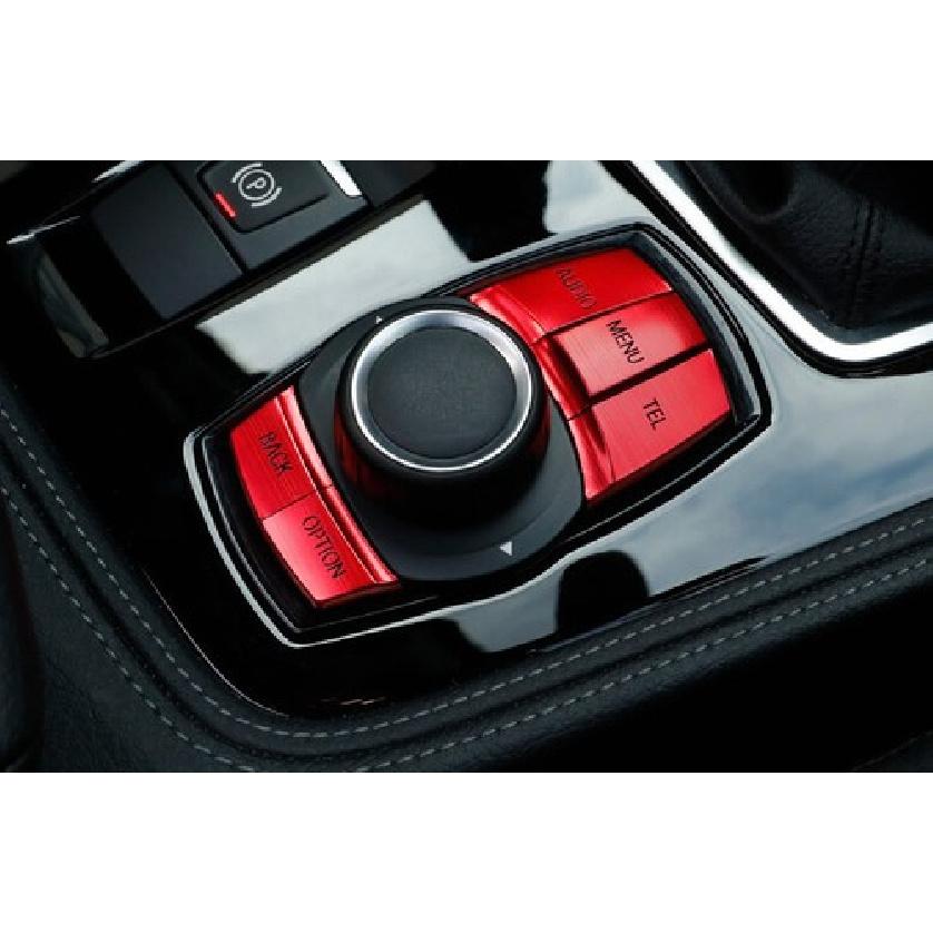 Middle Console Multimedia Button Cover For BMW 3 4 Series 2013-2018 Red Aluminum