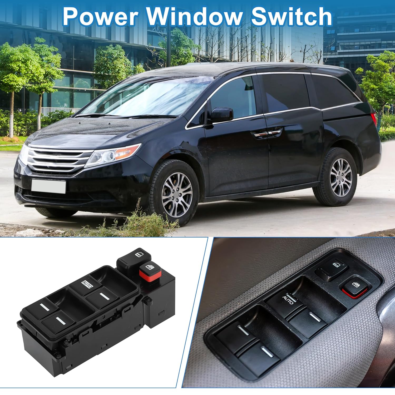 Power Window Switch No.35750SHJ305 Front Left Driver Side Window Control Switch for Honda Odyssey 2005-2010 Black