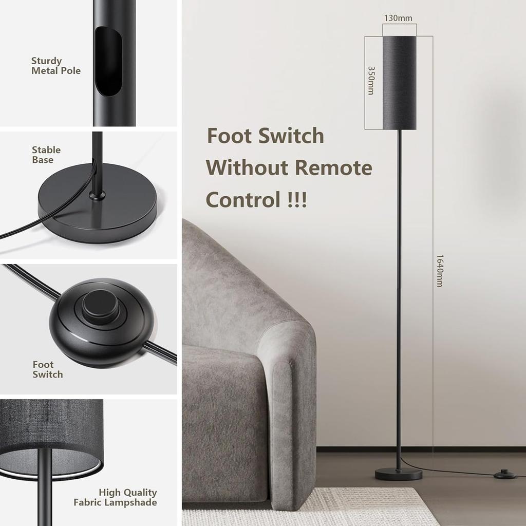 Modern Floor Lamp Standing Tall Light Foot Switch for Bedroom Living Room Study Room Office