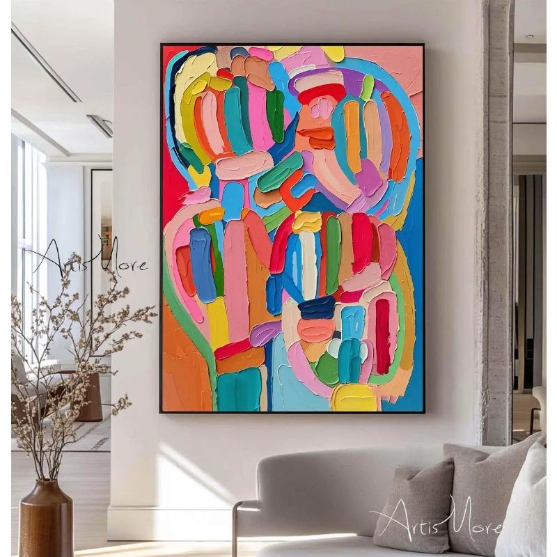 Texture Handmade Painting on Canvas Abstract Colorful Modern Minimalism Wall Art Decor Large 21X30CMNo Framed